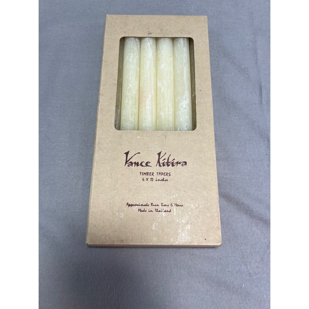Vance Kitira Timber Tapers Cream 12" Unscented Distressed Set of 6 Vintage NOS